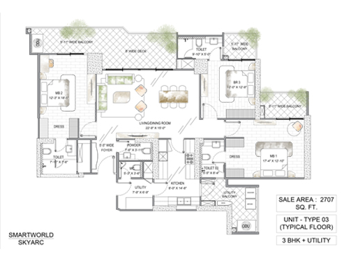 Smartworld Sky Arc - 3.5 BHK floor plan