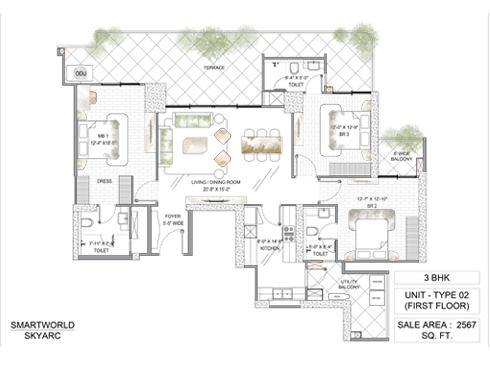 Smartworld Sky Arc - 3.5 BHK floor plan