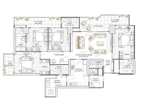 Smartworld Sky Arc - 4.5 BHK floor plan